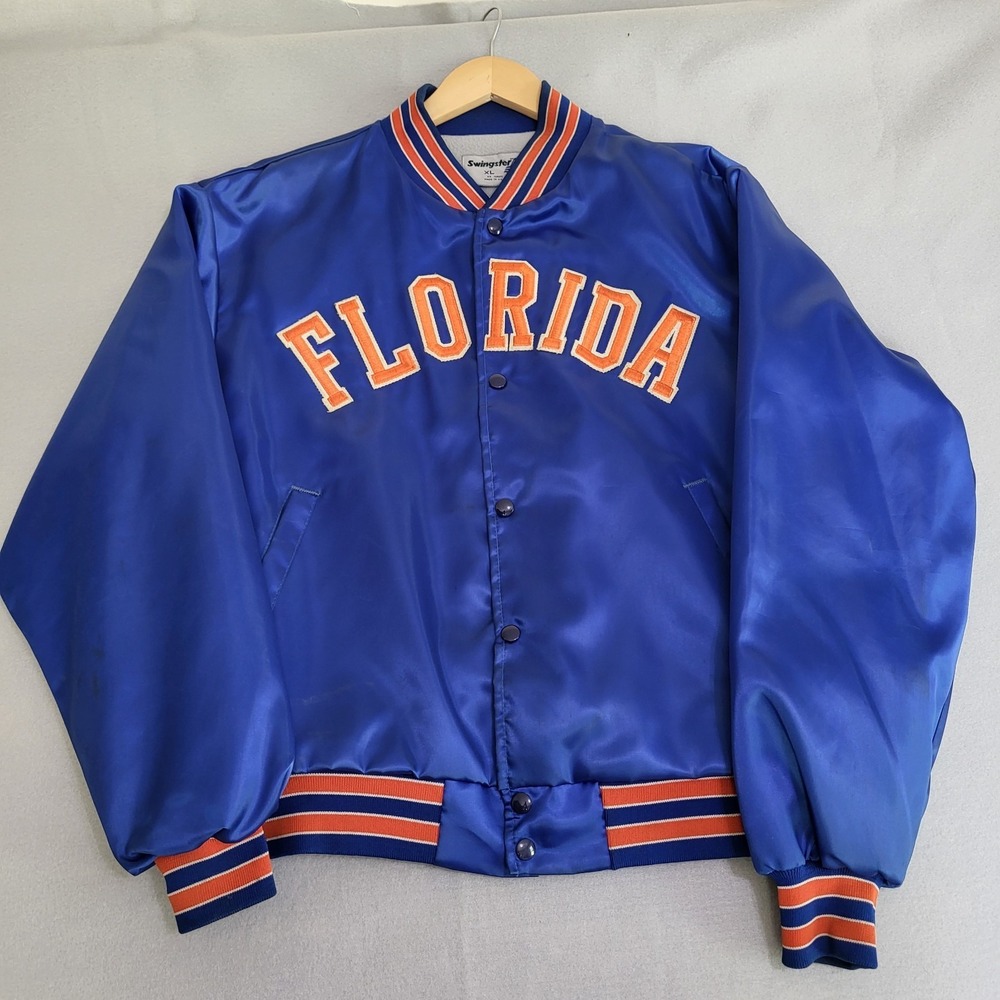 VTG University Of‎ Florida Gators Satin Bomber Jacket Size XL Made In USA
